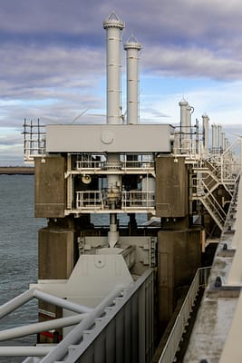 pexels photo 35053783 35053783 Close view of the Oosterscheldekering storm surge barrier in Zeeland, Netherlands.